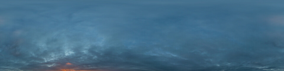 Wall Mural - dramatic sunset sky panorama with cumulus clouds. seamless hdr 360 pano in spherical equirectangular