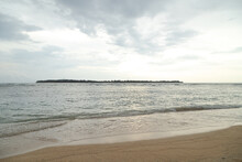 Lombok And Gili Air Islands, Overcast, Cloudy Day, Sky And Sea. Sunset, Sand Beach.