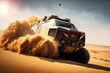 Race off road vehicle in the Sahara desert