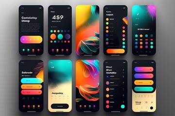 modern user interface design template. colorful mobile phone screen mock-up for application interfac