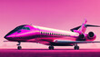 girly pink aeroplane in the airport - Generative AI