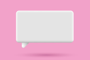 Poster - 3d speech bubble icon. 3d chat icon. Chat message icon. White text box. Blank white speech bubble pin. Vector illustration