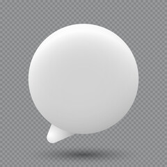 Poster - 3d speech bubble icon. 3d chat icon. Chat message icon. White text box. Blank white speech bubble pin. Vector illustration