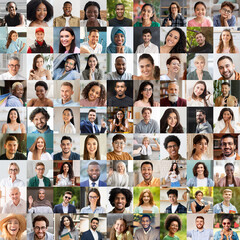 Poster - International group of people posing outdoors and indoors, collage