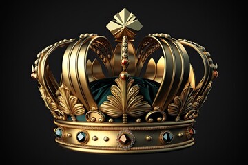 Sticker - Illustration of a gold crown set with a single gem, with no other context. Generative AI