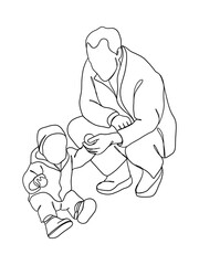 Wall Mural - Continuous one line drawing of father with baby.