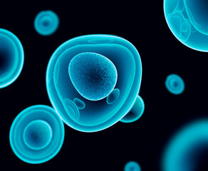 Wall Mural - artificial cell capable of ingesting, processing and eliminating organic materials. 3d rendering