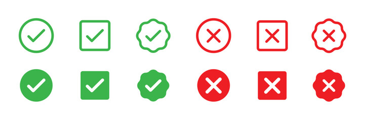 Poster - check mark, cross icons. tick, check mark, cross icons collection. right wrong vector icon. eps 10