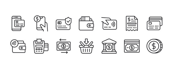 payment icon set. vector graphic illustration.