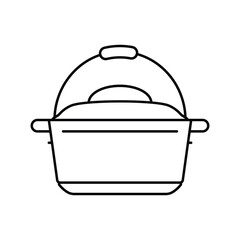 Sticker - cast iron dutch oven kitchen cookware line icon vector illustration