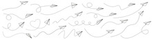 Vector Set Of Hand Drawn Doodle Paper Airplane