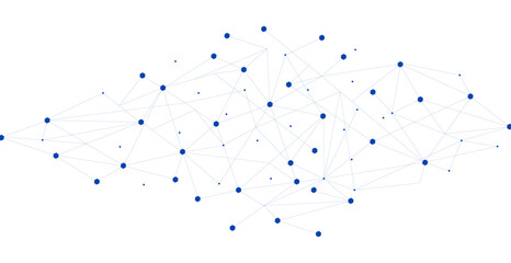 Wall Mural - Blue network. Abstract connection on white background. Network technology background with dots and lines for desktop. Ai system background. Abstract data concept. Line background, network technology