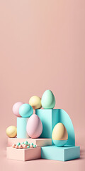 Sticker - Easter Concept with Colorful Eggs.