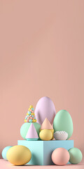 Sticker - Easter Concept with Colorful Eggs.