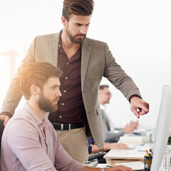 Aufkleber - Thinking of ways to optimize their website. two designers working together at a computer.
