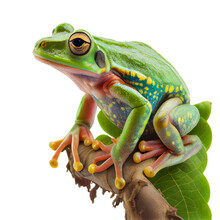 Beautiful Green Frog On A Transparent Background. Generative AI