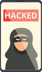Poster - Hacked data icon cartoon vector. Cyber attack. Web crime
