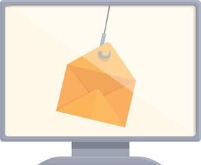Poster - Steal mail icon cartoon vector. Cyber attack. Online data