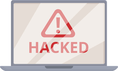 Poster - Hacked laptop icon cartoon vector. Cyber attack. Steal data