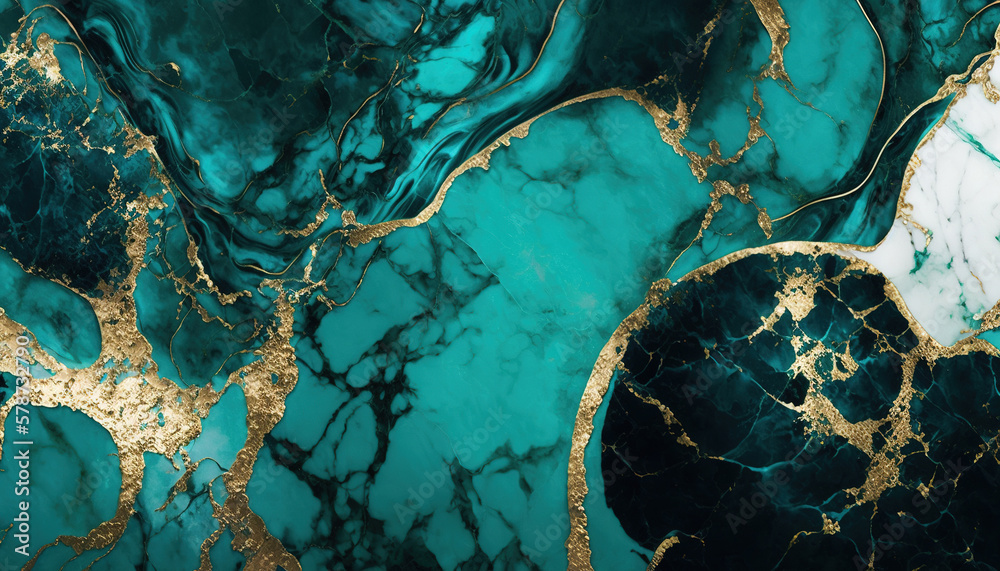 Teal gold marble abstrack background with gold vains and cracks Stock ...