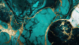 Fototapeta Łazienka - Teal gold marble abstrack background with gold vains and cracks