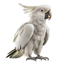 White Cockatoo Parrot Isolated On Transparent Background. Generative AI