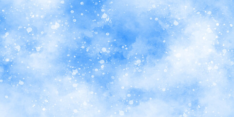 Wall Mural - abstract light blur defocused blue background with bokeh, beautiful winter background of snow floati