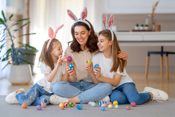 Family celebrating Easter.