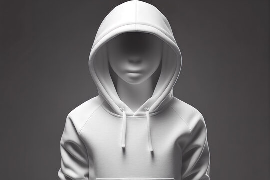 Wall Mural - White hoodie template for boy. Hoodie sweatshirt long sleeve hoody for design mockup. Generative AI.