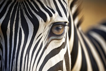 Wall Mural - Illustration of a close up of a zebra - Created with generative ai