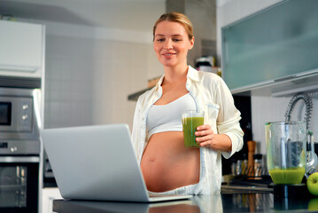 Wall Mural - Pregnant woman at home