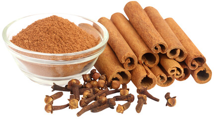 Wall Mural - Some aromatic cinnamon with cloves and ground spice