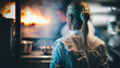 Portrait of a female cook in a restaurant kitchen. generative AI	
