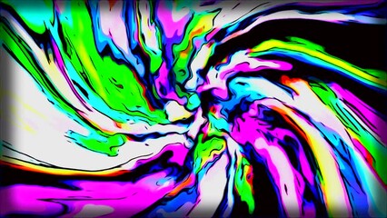 Poster - Colorful lines move in energy spiral. Motion. Burst of colorful spirals moving with bright lines. Bands of energy flow in spiral explosion