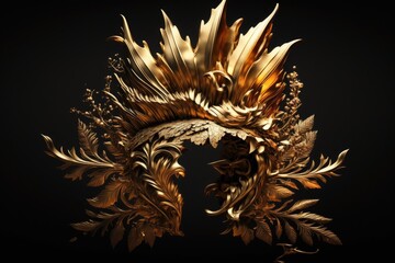 Sticker - Separated from its White Background, a Golden Crown. Generative AI