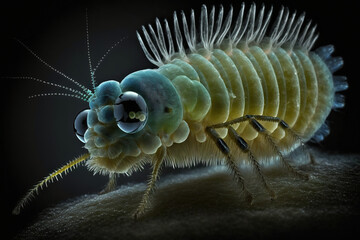 Dust mite magnified through an electron microscope created by generative AI