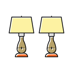 Sticker - bedroom table lamp color icon vector illustration