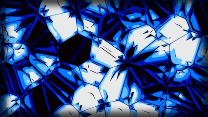 Poster - Crystal pattern with moving polygons in kaleidoscopic style. Motion. Bright polygonal crystals move in pattern. Kaleidoscopic pattern of polygons