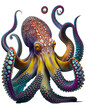 Beautiful octopus design, T-shirt design, transparent background
