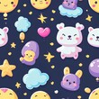 Cute Animals, Bedtime Art, Digital Paper, Digital Art Pattern, Pattern Designs, Tile Design, Sublimation Design, Seamless Patterns