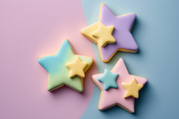 pastel star-shaped sugar cookies illustration made by generative ai