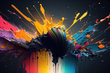 Wall Mural - Colorful splashes of paint provide an abstract creative backdrop. Generative AI
