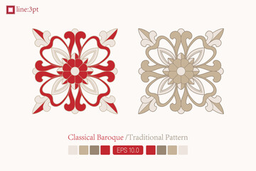 Vintage symmetrical baroque pattern. vector. Victorian Art Deco. European oriental flower vector design decoration pattern floral card art illustration vintage ornament frame red gold spring summer