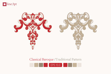 Vintage symmetrical baroque pattern. vector. Victorian Art Deco. European oriental flower vector design decoration pattern floral card art illustration vintage ornament frame red gold spring summer