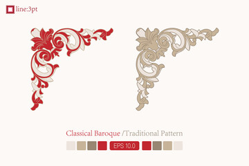 Wall Mural - Vintage symmetrical baroque pattern. vector. Victorian Art Deco. European oriental flower vector design decoration pattern floral card art illustration vintage ornament frame red gold spring summer