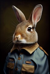 Wall Mural - Portrait of an Easter Bunny wearing Carpenter uniform. Generative AI