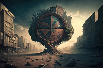 Wall Mural - Devastation: A Testament to Time's Vicious Cycle Generative AI