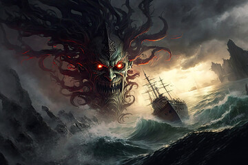 Poster - Terrorborn Maelstrom: Impending Doom Felt in the Demon's Wake Generative AI