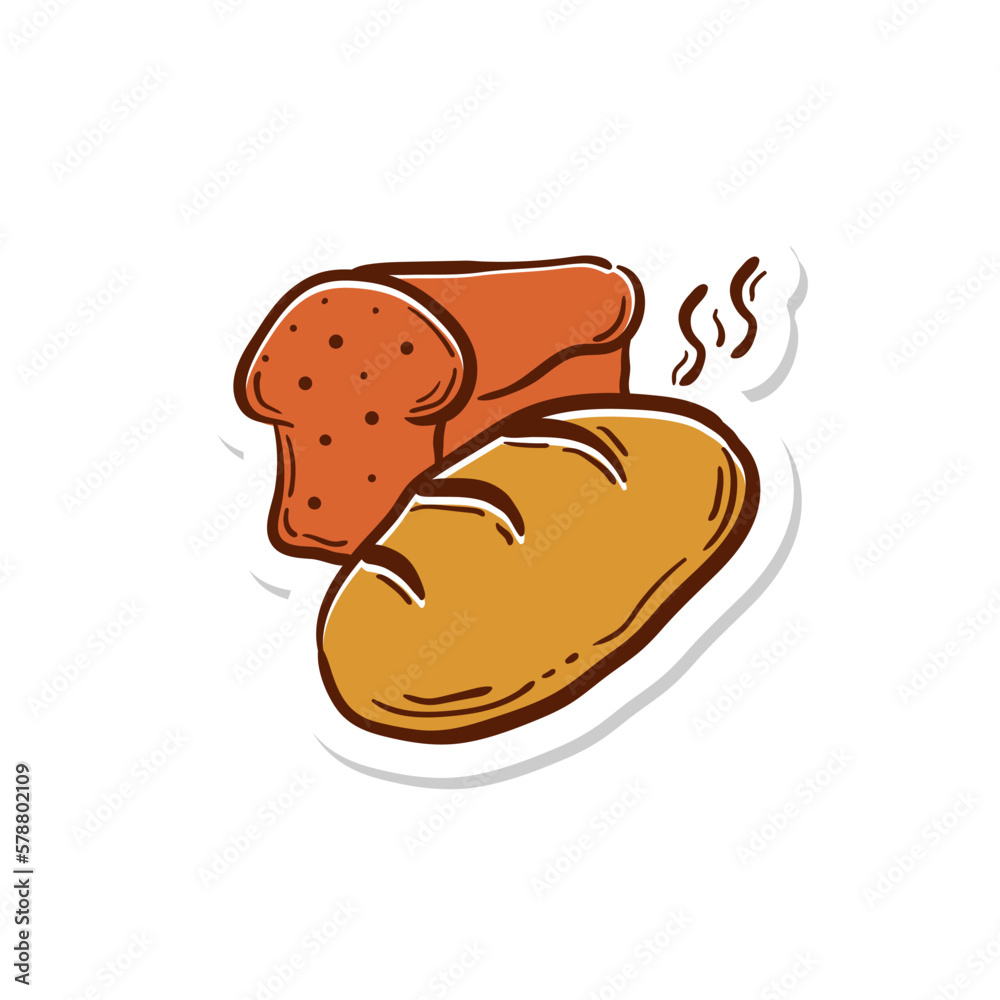 Bread bakery hand drawn doodle icon logo design clip art vector ...