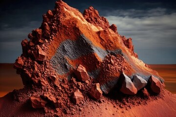 Wall Mural - Bauxite, a sedimentary mineral rich in aluminum oxides, has several industrial and commercial uses and is mined extensively. Generative AI